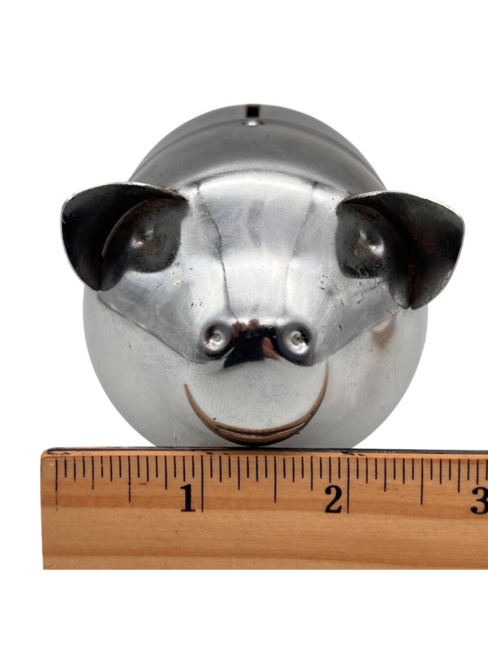 Vintage Chrome Piggy Bank With Slot And Rear Loop Fun Collectible Home Decor - Picture 15 of 16